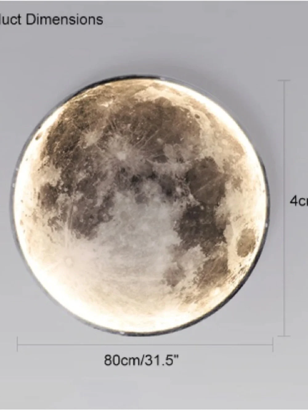Full Moon Wall Art Light - Cream and Gray Moon Decor